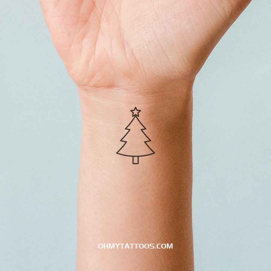 OHMYTATTOOS Minimal Black & White Tree Temporary Tattoo (Set of 3)