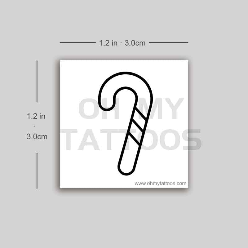 OHMYTATTOOS Minimalist Candy Cane Temporary Tattoo - Modern Christmas Design (Set of 3)