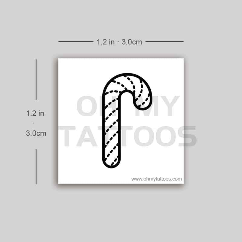 OHMYTATTOOS Minimalist Candy Cane Temporary Tattoo - Sleek Christmas Design (Set of 3)