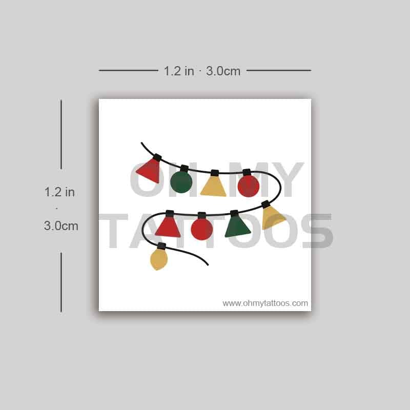 OHMYTATTOOS Minimalist Christmas Lights Temporary Tattoo(Set of 3)