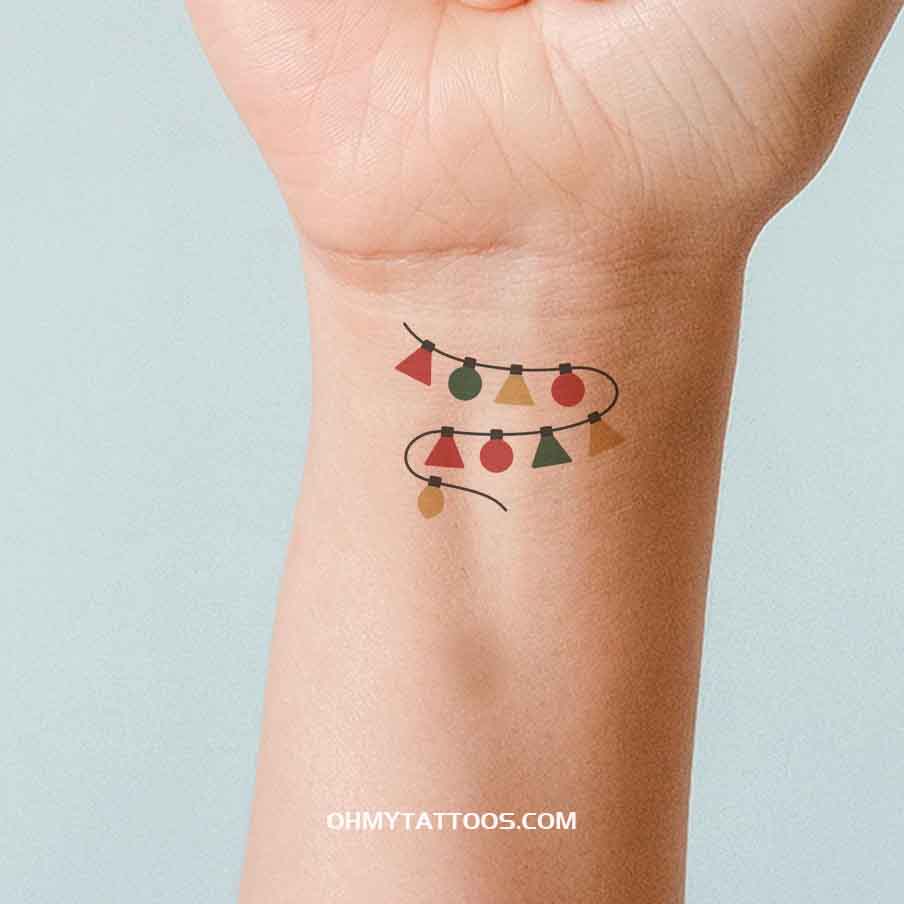 OHMYTATTOOS Minimalist Christmas Lights Temporary Tattoo(Set of 3)