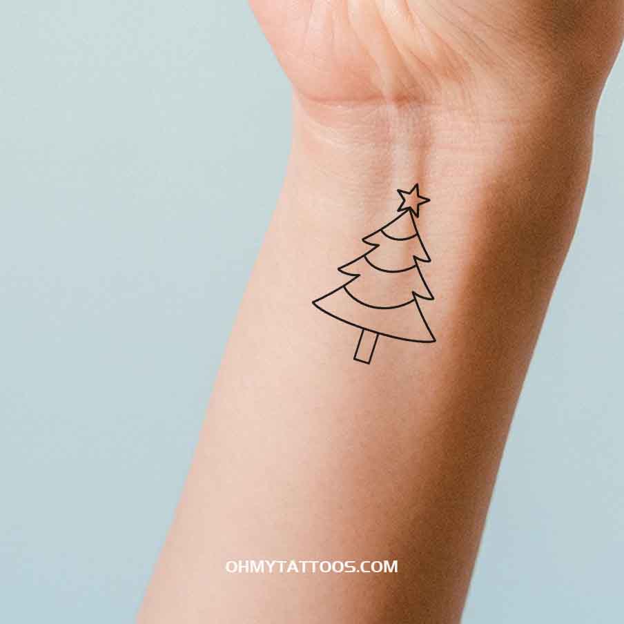 OHMYTATTOOS Minimalist Christmas Tree Temporary Tattoo (Set of 3)