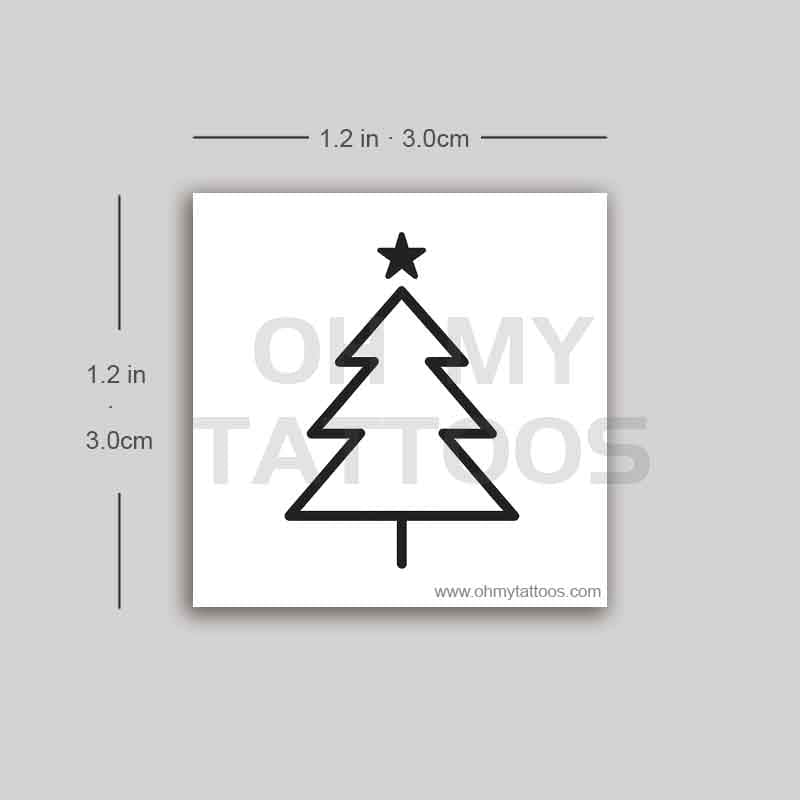 OHMYTATTOOS Minimalist Christmas Tree with Star Temporary Tattoo (Set of 3)