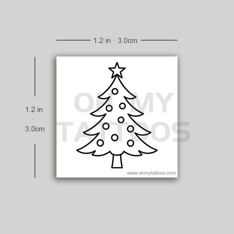 OHMYTATTOOS Minimalist Christmas Tree2 Temporary Tattoo (Set of 3)