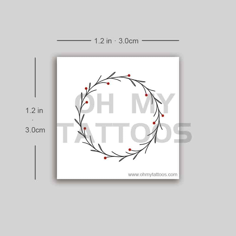 OHMYTATTOOS Minimalist Christmas Wreath Temporary Tattoo(Set of 3)
