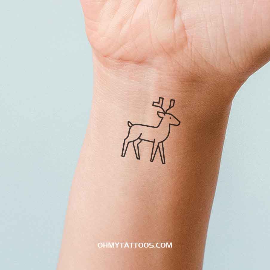 OHMYTATTOOS Minimalist Cute Reindeer Temporary Tattoo(Set of 3)
