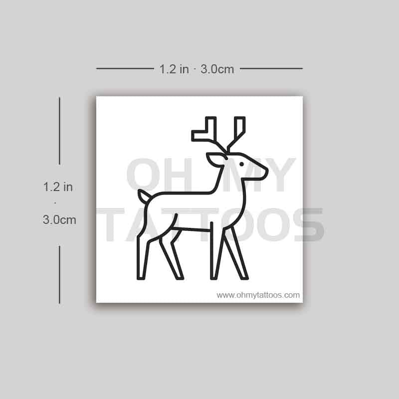 OHMYTATTOOS Minimalist Cute Reindeer Temporary Tattoo(Set of 3)