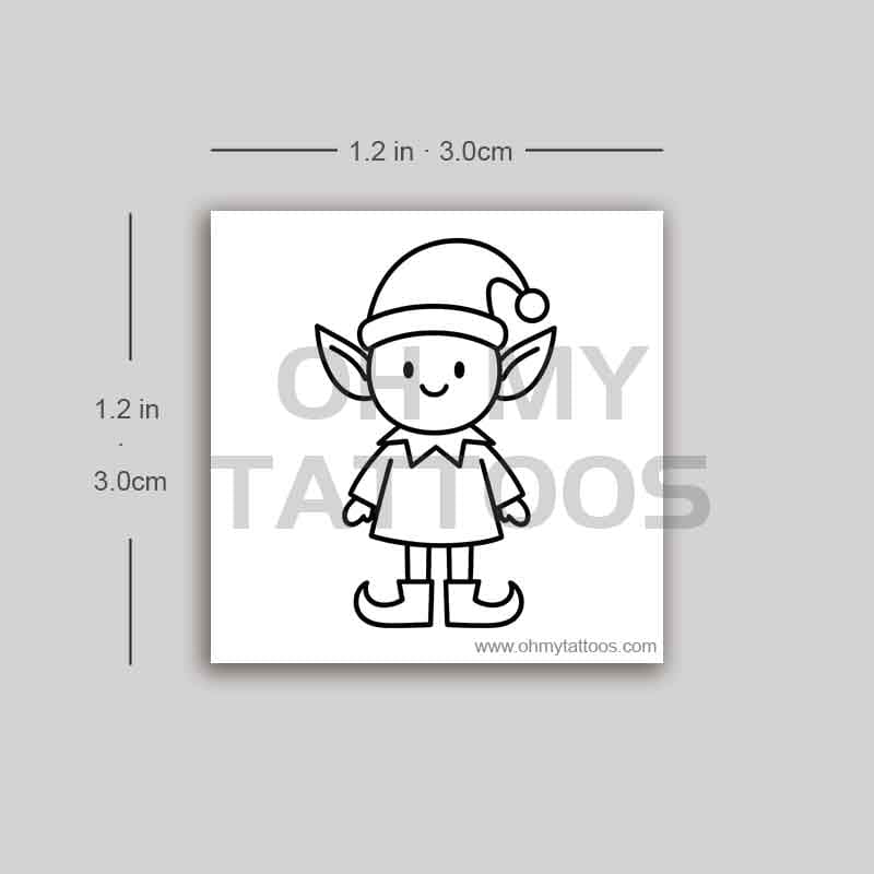 OHMYTATTOOS Minimalist Elf Christmas Temporary Tattoo(Set of 3)