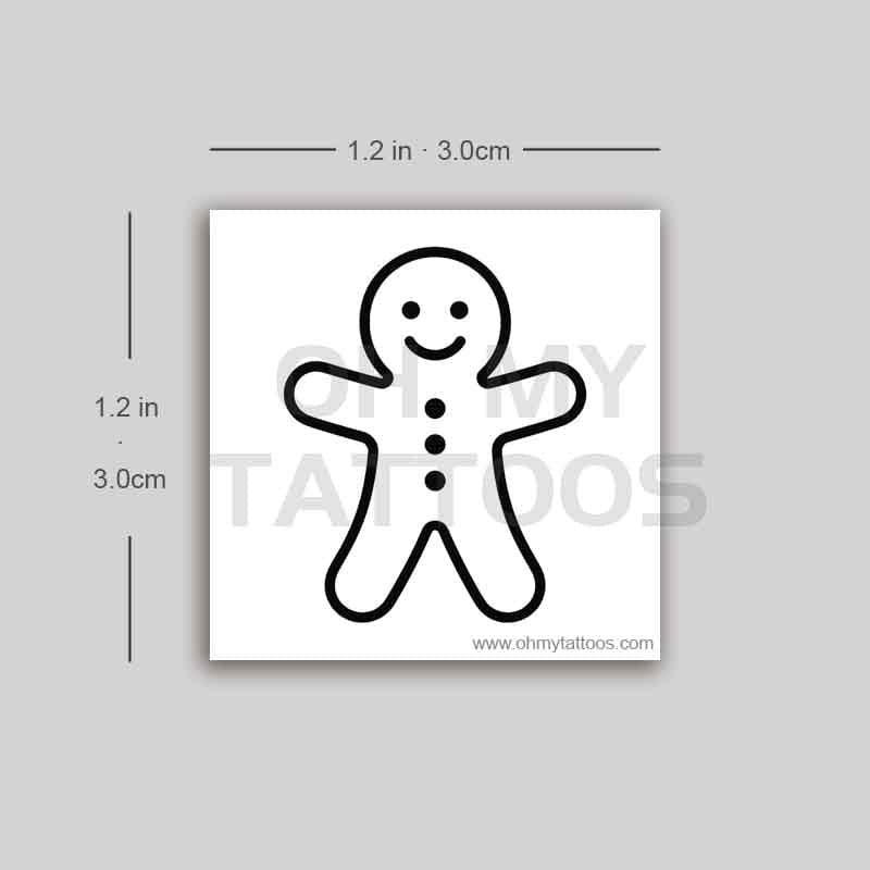OHMYTATTOOS Minimalist Gingerbread Man Temporary Tattoo(Set of 3)