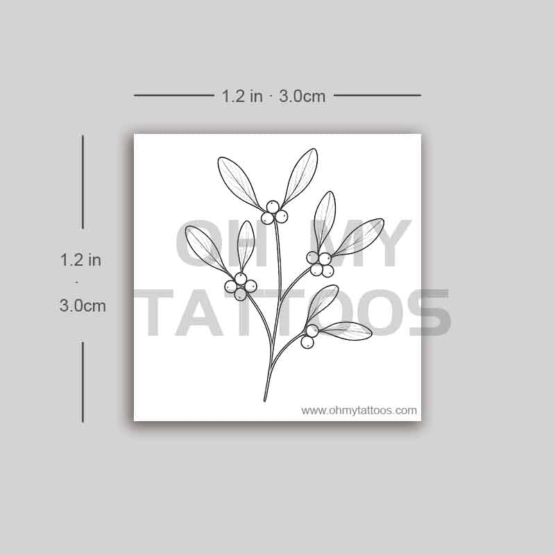 OHMYTATTOOS Minimalist Mistletoe Temporary Tattoo(Set of 3)