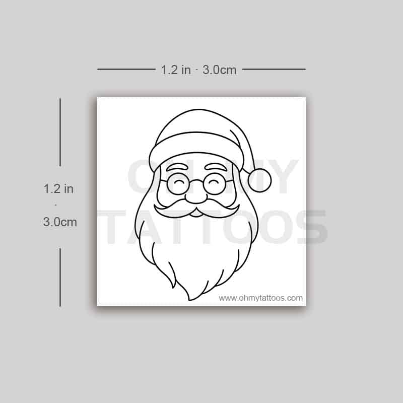 OHMYTATTOOS Minimalist Santa Portrait Temporary Tattoo (Set of 3)