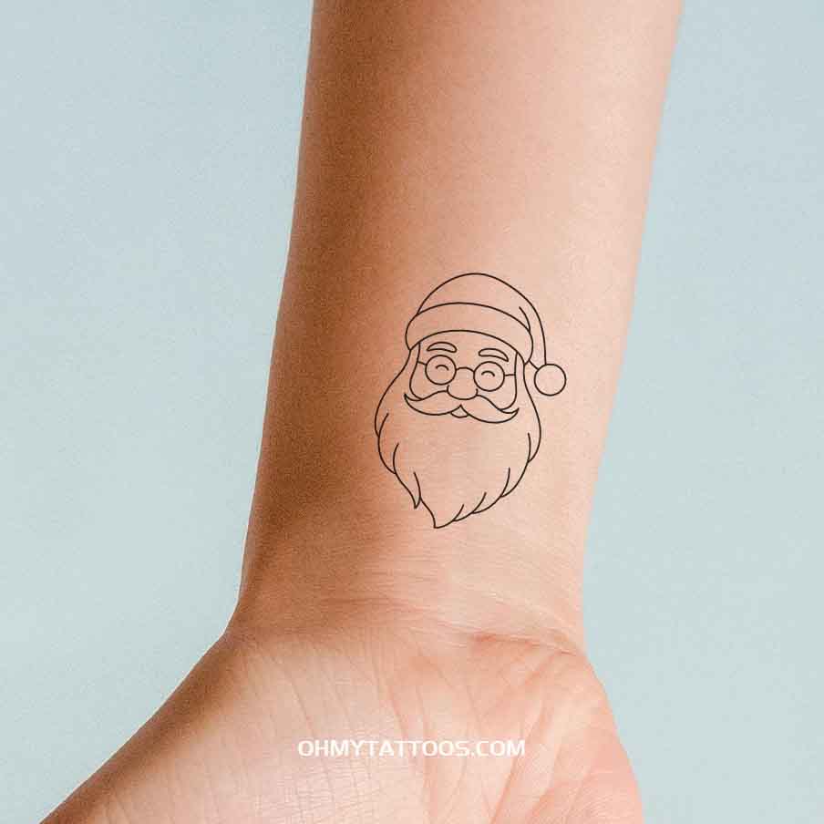 OHMYTATTOOS Minimalist Santa Portrait Temporary Tattoo (Set of 3)