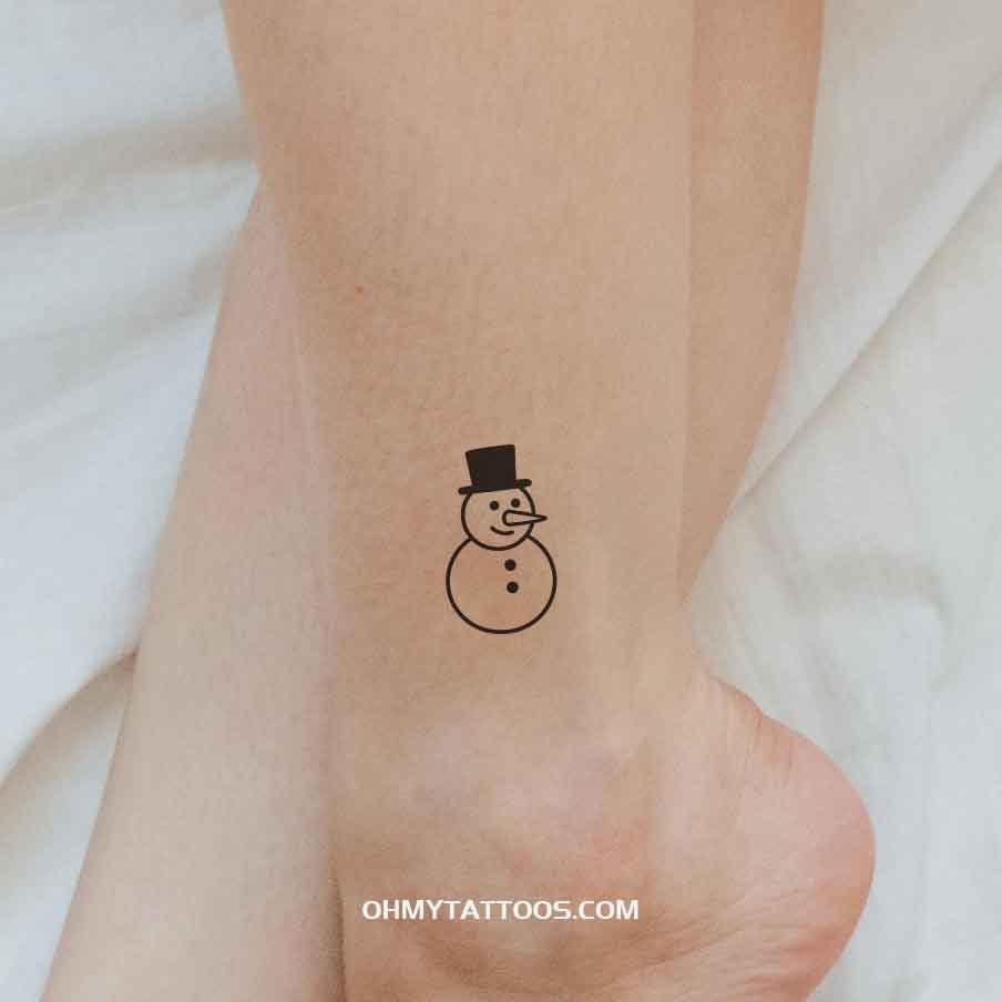 OHMYTATTOOS Minimalist Snowman Temporary Tattoo(Set of 3)