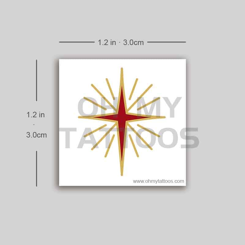 OHMYTATTOOS Minimalist Star of Bethlehem with Radiating Lines Temporary Tattoo(Set of 3)