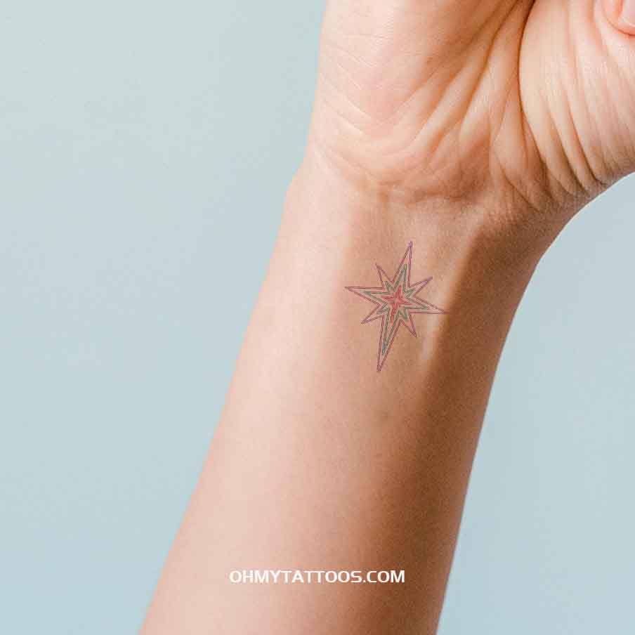OHMYTATTOOS Modern Star of Bethlehem with Neon Glow Special Temporary Tattoo(Set of 3)
