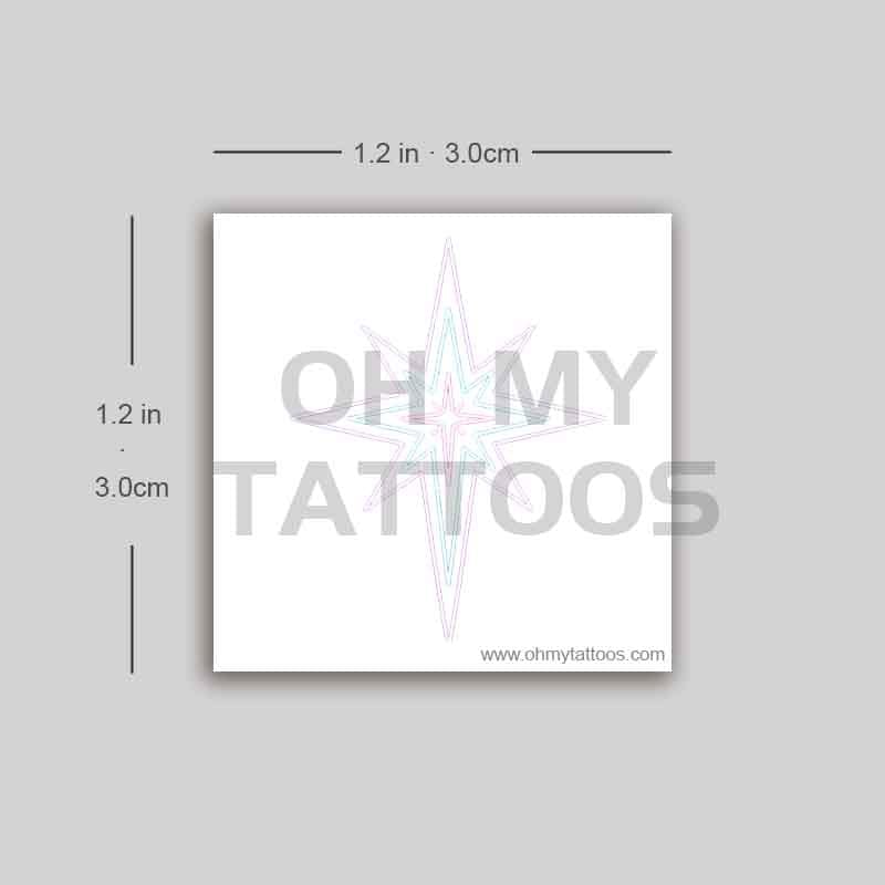 OHMYTATTOOS Modern Star of Bethlehem with Neon Glow Special Temporary Tattoo(Set of 3)