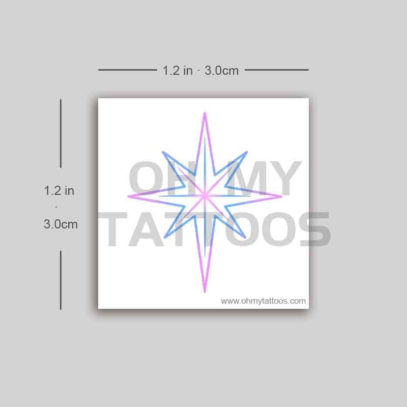 OHMYTATTOOS Modern Star of Bethlehem with Neon Glow Temporary Tattoo(Set of 3)