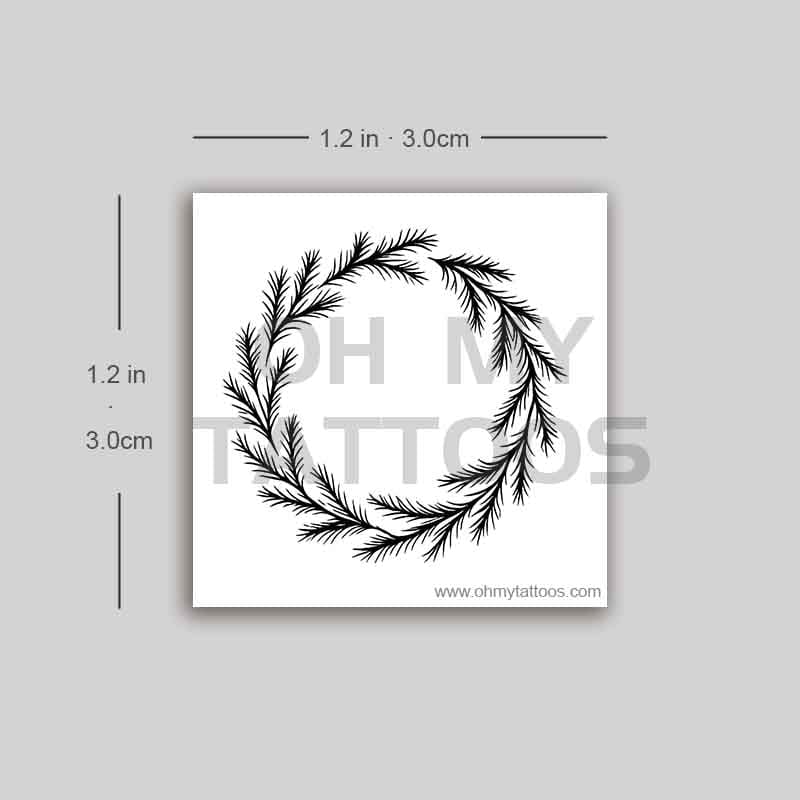 OHMYTATTOOS Monochrome Holiday Wreath Temporary Tattoo(Set of 3)
