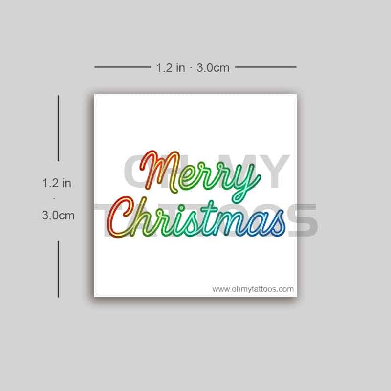 OHMYTATTOOS Neon Merry Christmas Temporary Tattoo(Set of 3)