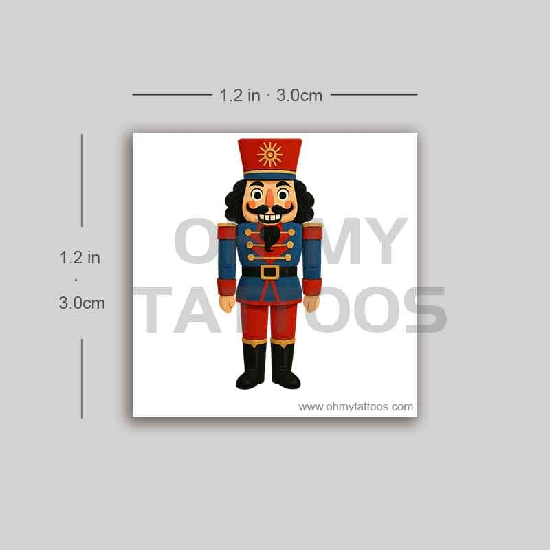 OHMYTATTOOS Nutcracker Soldier with Bold Blue and Red Color Scheme Temporary Tattoo(Set of 3)