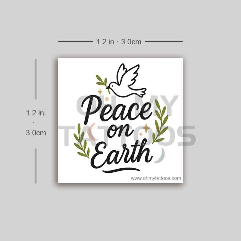 OHMYTATTOOS Peace on Earth Dove and Olive Branch Temporary Tattoo(Set of 3)
