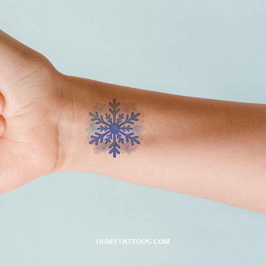 OHMYTATTOOS Purple Gradient Watercolor Snowflake Temporary Tattoo2 (Set of 3)