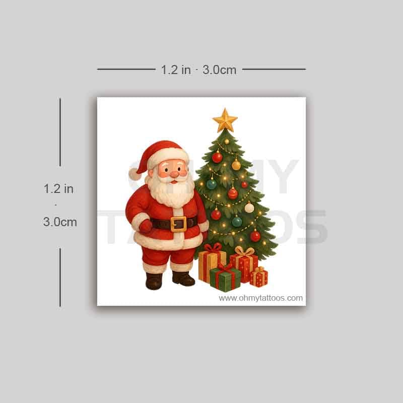 OHMYTATTOOS Santa and Christmas Tree Temporary Tattoo (Set of 3)