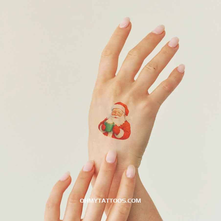 OHMYTATTOOS Santa's Cocoa Break Temporary Tattoo (Set of 3)