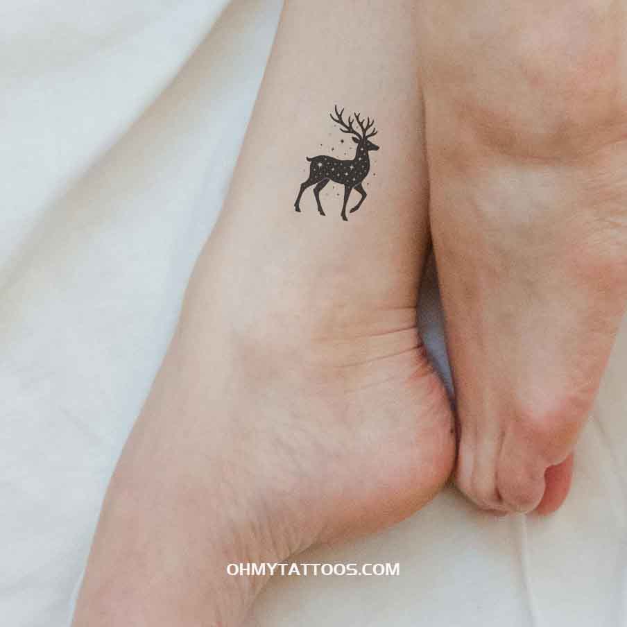OHMYTATTOOS Shiny Starry Reindeer Temporary Tattoo(Set of 3)