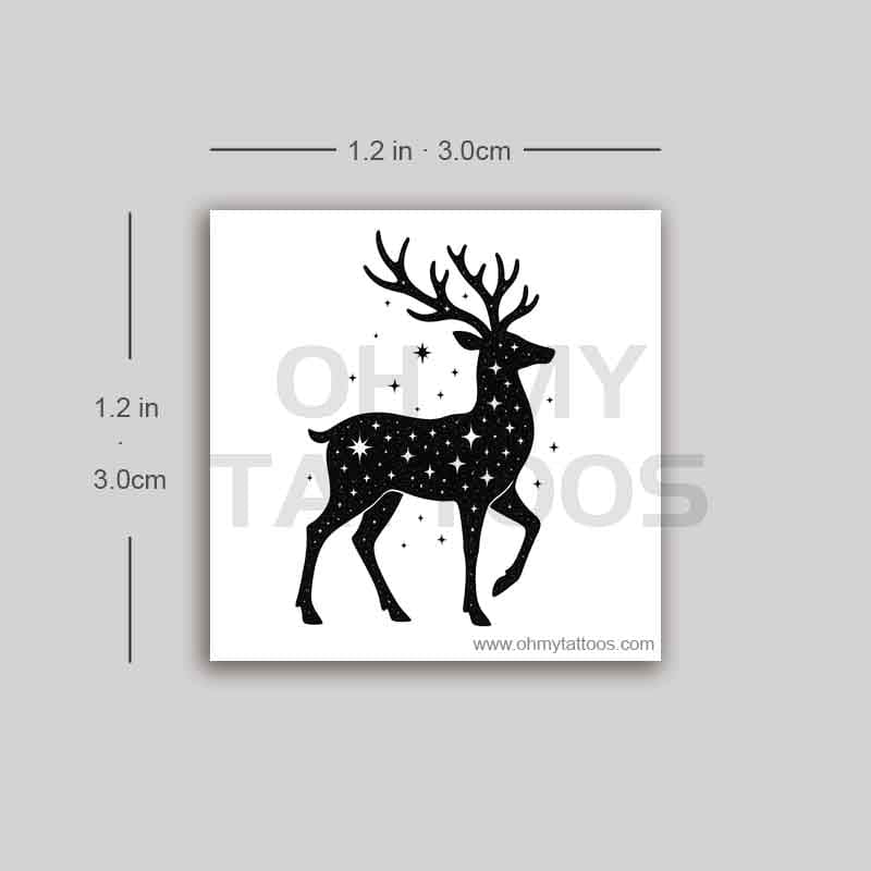 OHMYTATTOOS Shiny Starry Reindeer Temporary Tattoo(Set of 3)