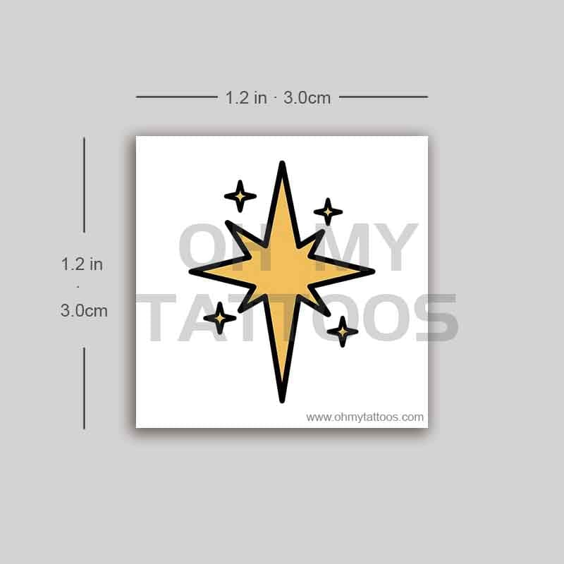 OHMYTATTOOS Simple Star of Bethlehem with Bold Lines Temporary Tattoo(Set of 3)