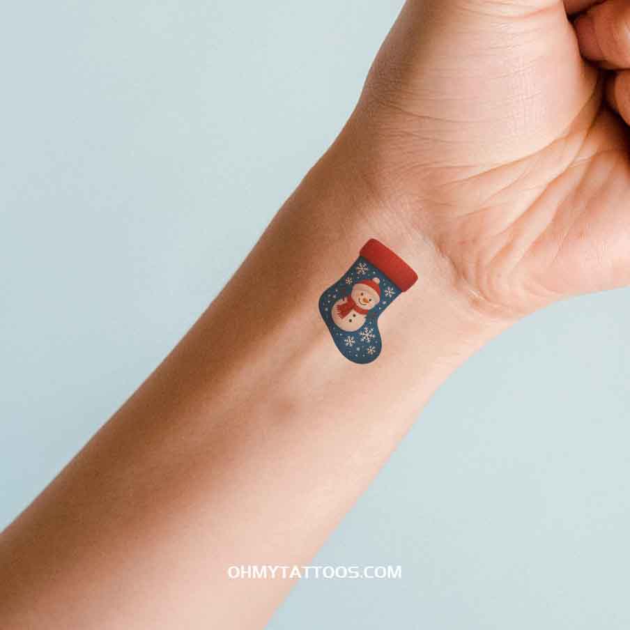 OHMYTATTOOS Snowman Christmas Stocking Temporary Tattoo(Set of 3)