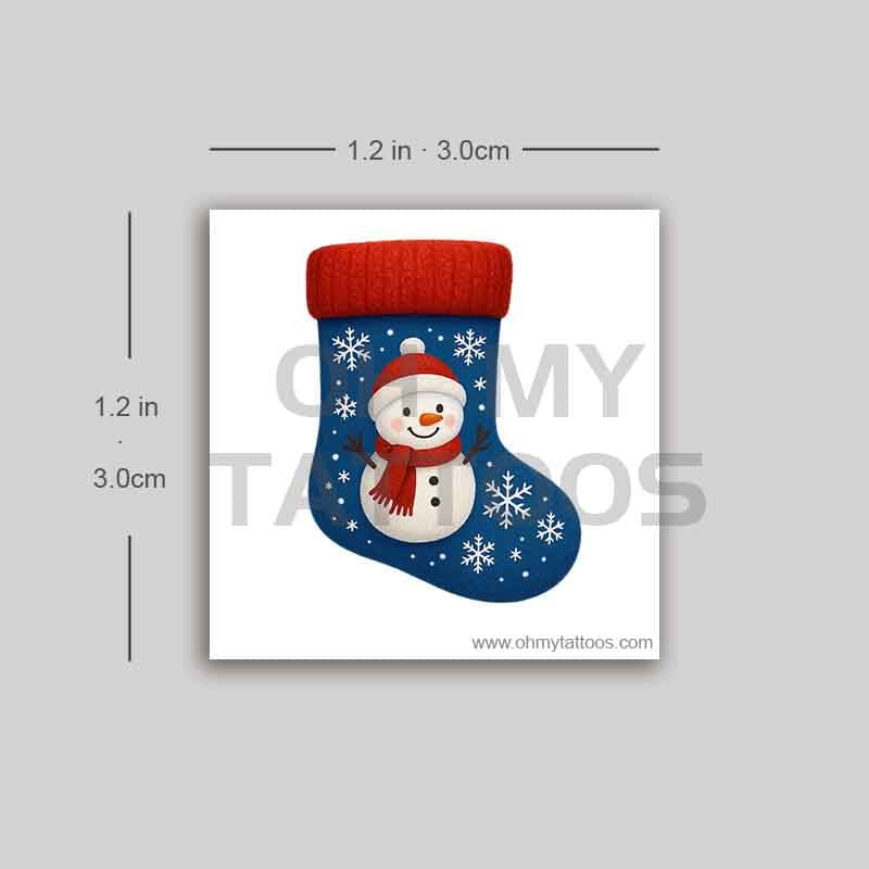 OHMYTATTOOS Snowman Christmas Stocking Temporary Tattoo(Set of 3)