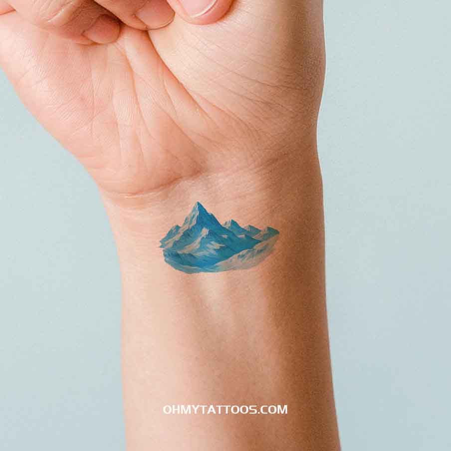 OHMYTATTOOS Snowy Mountain Range Temporary Tattoo(Set of 3)