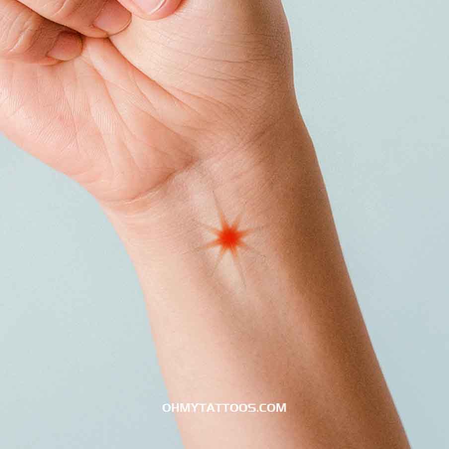 OHMYTATTOOS Star of Bethlehem with Red and White Gradient Temporary Tattoo(Set of 3)