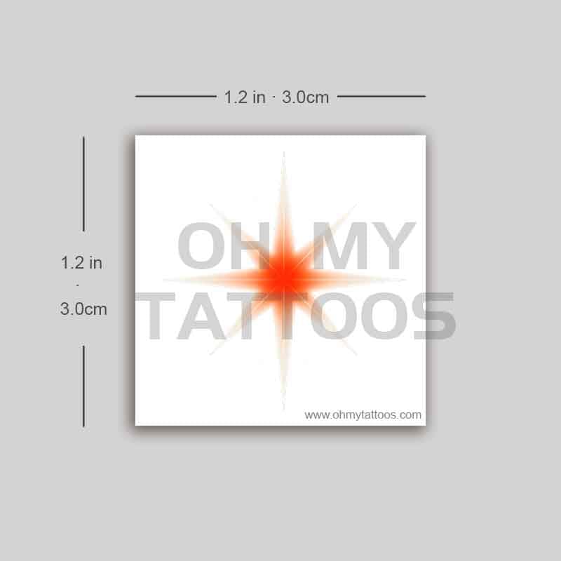 OHMYTATTOOS Star of Bethlehem with Red and White Gradient Temporary Tattoo(Set of 3)