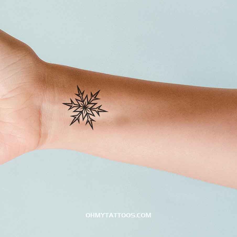 OHMYTATTOOS Symmetrical Snowflake Temporary Tattoo(Set of 3)