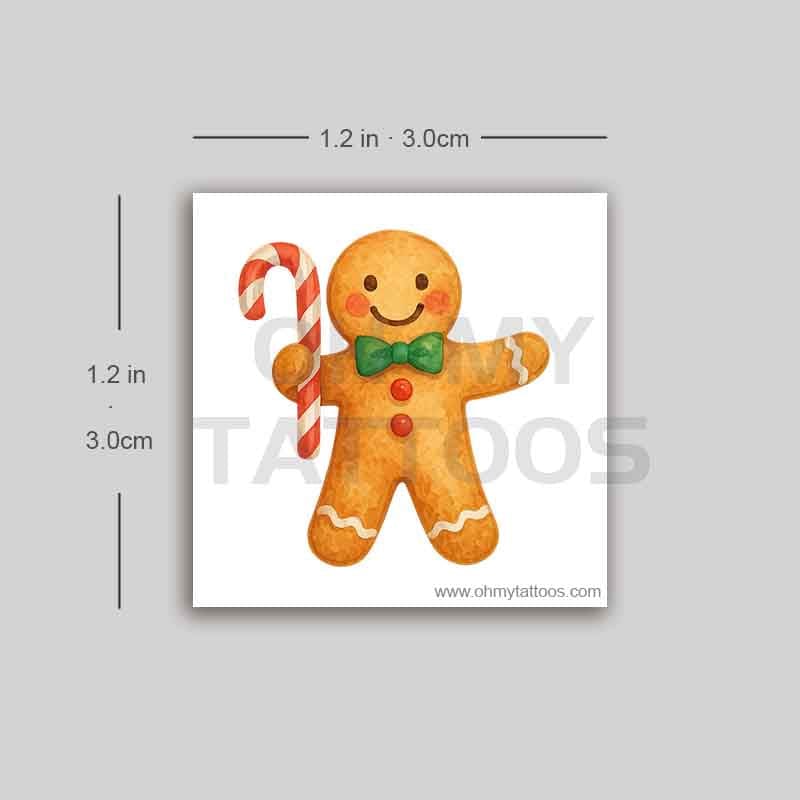 OHMYTATTOOS Watercolor Gingerbread Joy Temporary Tattoo(Set of 3)